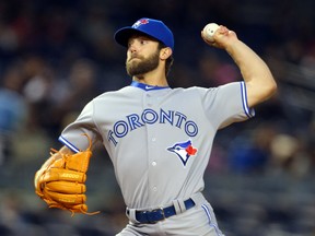 Blue Jays starter Daniel Norris pitches against the Yankees during first inning MLB action in New York on Thursday, April 9, 2015. (Adam Hunger/USA TODAY Sports)