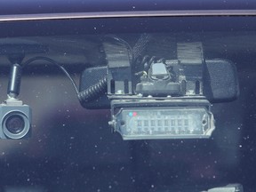 Photo shows an onboard dash-cam and lights in a Calgary Police Service car at an accident scene in Calgary, AB May 11, 2012. For use as desired. JIM WELLS/CALGARYSUN/QMI AGENCY