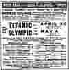 The sad news that RMS Titanic would never complete her maiden voyage (or any others) hadn't been received in time to "pull" this ad that ran in the local papers on April 15, 1912. Titanic was scheduled to arrive in New York the morning of April 17 with the return trip to Cherbourg and Southampton scheduled to depart, as this ill-fated ad reported, on April 20.