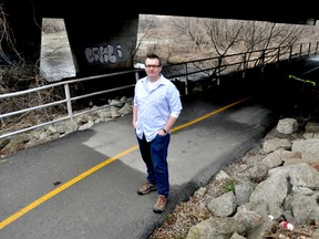 Tom Cull, London co-ordinator of the Thames River Clean Up, stands on an east-London pathway near the Thames April 9, 2015. CHRIS MONTANINI\LONDONER\QMI AGENCY