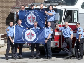 The NHL Winnipeg Jets have made the playoffs, the Winnipeg Fire Paramedic Service is showing its support by attaching team flags to fire apparatus. =