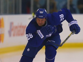 Maple Leafs callup Colton Orr could play alongside Zach Sill and Brandon Kozun on Saturday against the Canadiens. (DAVE ABEL/TORONTO SUN)