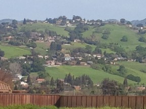 The hills of the Santa Clara Valley are visible from the Paseo Seville new home development in Silicon Valley.