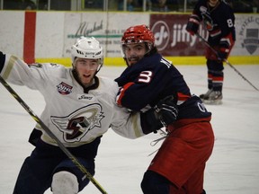 Spruce Grove vs. Brooks in Game 2 of the AJHL final in Spruce Grove on April 11, 2015. Photo by Mitch Goldenberg/QMI Agency