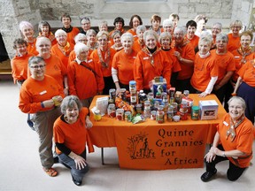 Quinte Grannies for Africa celebrate raising more than $250,000 over nine year in support of the Stephen Lewis Foundation Grandmothers campaign in the Belleville, Ont. area at Saint Thomas' Anglican Church Saturday, April 11, 2015. - Jerome Lessard/Belleville Intelligencer/QMI Agency