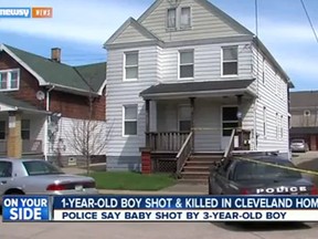 A three-year-old fatally shot a one-year-old at a Cleveland house over the weekend, according to police. (Screengrab from Newsy video)