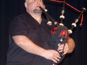 Sandy Campbell of the rock/Celtic group Mudmen, performs at the Wallaceburg Museum on April 10. The band will be back in Wallaceburg in August, as they are scheduled to play WAMBO.