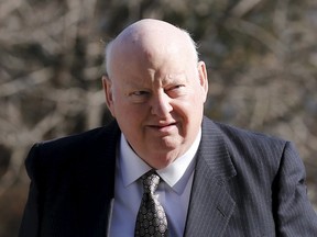 Suspended Senator Mike Duffy arrives at the courthouse in Ottawa on April 13, 2015. (REUTERS/Chris Wattie)