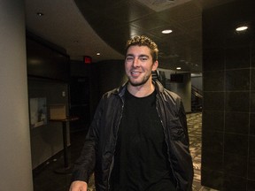 Joffrey Lupul arrives at the Air Canada Centre on Monday. (Craig Robertson/Toronto Sun)