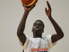 Awok Piom, shown here practising last summer with Team Alberta, is being exposed to elite-level hoops in the BioSteel All-Canadian All-Star event. (Ian Kucerak, Edmonton Sun file)