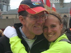 SUBMITTED PHOTO
Brittany Moran (right) will be running in the Boston Marathon to raise money for the Alzheimer's Society after her father Steve Moran (left) was diagnosed with early onset Alzheimers at the age of 53.