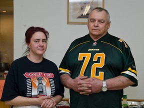 Claire and Paul Leonard pose at Knight's of Columbus Hall during a fundraiser Spaghetti Supper being held for them after losing their home to fire on Mar. 24th.