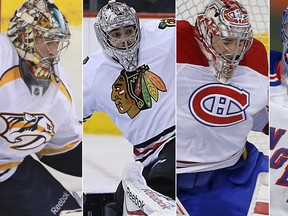 From left to right, veteran netminders Pekka Rinne, Corey Crawford, Carey Price and Henrik Lundqvist all have their eyes on one prize: the Stanley Cup. (Postmedia Network/Files)