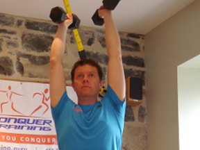 Step-ups are an easy exercise that can be performed at home with minimal equipment. (Supplied photos)