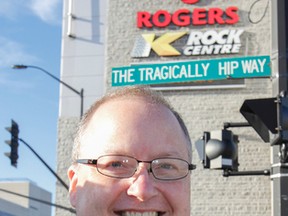 Long-time The Tragically Hip fan Ashley Turner makes his first trip to Canada, from his home in Birmingham, Ala., to see his favourite band play in their hometown Kingston at the Rogers K-Rock Centre on Tuesday. (Julia McKay/The Whig-Standard)