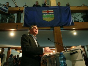 Premier Jim Prentice speak at a PC rally at Whitemud Creek Community Centre on Tuesday, April 14, 2015. Perry Mah/Edmonton Sun/Postmedia Network