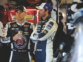 Kevin Harvick (left) and Jimmie Johnson have each won a pair of Sprint Cup races this season. (AFP)