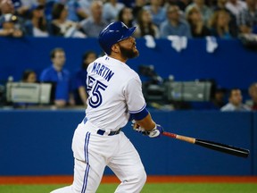 Russell Martin failed to get a hit as the Toronto Blue Jays lose their home opener to  the Tampa Bay Rays at the Rogers Centre in Toronto, Ont. on Monday April 13, 2015. Stan Behal/Toronto Sun/Postmedia Network