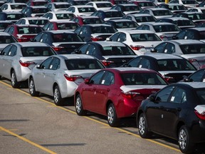 New cars are seen at the Toyota plant in Cambridge, Ont., March 31, 2014. (REUTERS/Mark Blinch)