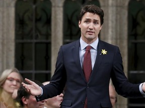 Liberal leader Justin Trudeau speaks during Question Period in the House of Commons on Parliament Hill in Ottawa April 1, 2015. REUTERS/Chris Wattie