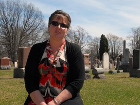 Lesley Buchanan in West Ave Cemetery.
