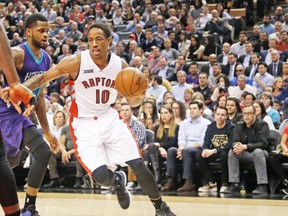 DeMar DeRozan, cutting in from the wing against the Hornets on Wednesday night, will get his wish ... another playoff shot at Paul Pierce. (JACK BOLAND, Toronto Sun)