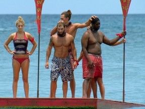 Jenn Brown, Rodney Lavoie Jr., Joe Anglim and Will Sims II during the ninth episode of Survivor on the 30th season, Wednesday, April 15.
