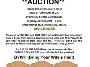 A copy of Rick Strankman's notice to supporters in Drumheller-Stettler.