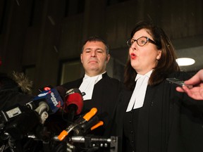 Crown attorney Mary Humphrey speaks after Christopher Husbands was found guild of 2 counts of second-degree murder in the Eaton Centre shooting at University Courts in Toronto on Dec.17, 2014. (Dave Abel/Toronto Sun)