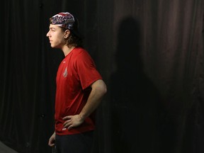 Ottawa Senators Jean-Gabriel Pageau after practice at the Bell Centre in Montreal Thursday April 16,  2015. The Ottawa Senators play the Montreal Canadiens in game two of the 2015 playoffs Friday.  Tony Caldwell/Postmedia Network