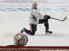 Ottawa Senators Erik Condra during practice at the Bell Centre in Montreal Thursday April 16,  2015. The Ottawa Senators play the Montreal Canadiens in game two of the 2015 playoffs Friday.  Tony Caldwell/Postmedia Network