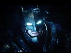 Screen grab from leaked Batman v Superman trailer found online.