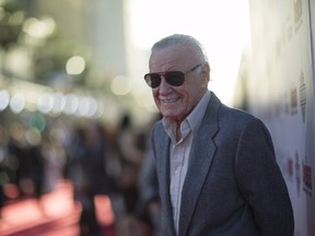 Stan Lee poses at the premiere of Avengers: Age of Ultron at Dolby theatre in Hollywood, Calif., April 13, 2015. REUTERS/Mario Anzuoni