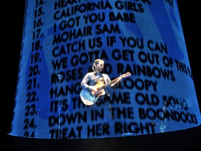 Canadian performer Rick Miller rehearses part of his multimedia show BOOM at the Grand Theatre in London Ont. April 15, 2015. CHRIS MONTANINI\LONDONER\POSTMEDIA NETWORK