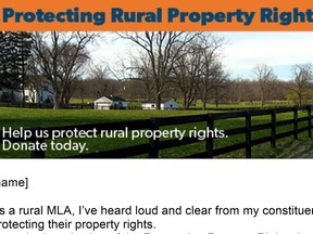 On Friday morning, the Wildrose released a campaign fundraising letter from Little Bow PC candidate -- and Wildrose floor-crosser - Ian Donovan that showed an image of a rural farm to underscore a pitch to supporters about property rights. However, the Wildrose discovered the image is not even of a farm in Alberta, but rather a stock photo of a ranch in Indiana.