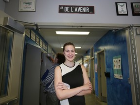 Grade 12 student at Ecole Secondaire Publique Marc Garneau in Trenton, Emilie Leneveu, 17, is seen here along Avenue de L'Avenir (Future Avenue) at the French high school. - JEROME LESSARD/THE INTELLIGENCER/POSTMEDIA NETWORK