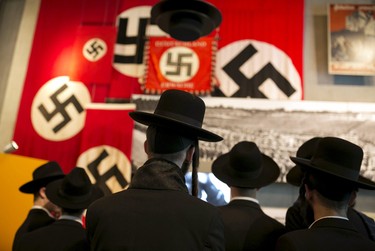 Ultra-orthodox Jews visit Yad Vashem's Holocaust History Museum in Jerusalem, April 14, 2015. Beginning Wednesday night, Israel marked its annual memorial day commemorating the six million Jews killed by the Nazis during the Second World War.  REUTERS/Baz Ratner
