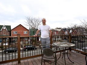 Musician Steve Diguer enjoys composing music where ever he may be including his balcony.
