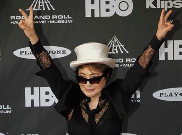 Yoko Ono arrives for the 2015 Rock and Roll Hall of Fame Induction Ceremony in Cleveland, Ohio April 18, 2015. REUTERS/Aaron Josefczyk