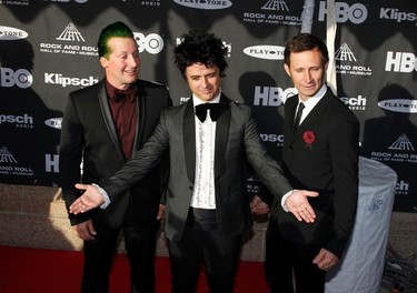 The band Green Day arrives ahead of the 2015 Rock and Roll Hall of Fame Induction Ceremony in Cleveland, Ohio April 18, 2015. REUTERS/Aaron Josefczyk