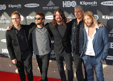 The Foo Fighters arrive ahead of the 2015 Rock and Roll Hall of Fame Induction Ceremony in Cleveland, Ohio April 18, 2015. REUTERS/Aaron Josefczyk