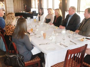 Ontario PC leadership candidate Christine Elliott joined Huron-Bruce MPP Lisa Thompson at the Benmiller Inn on Saturday, April 18 to sit down with a number of community representatives, including Huron County Warden Paul Gowing, Huron County CAO Brenda Orchard and a number of members of the county’s economic development committee.  The discussion was focused how rural communities can remain sustainable moving forward while Elliott also discussed how she would work with communities should she be elected PC leader and potentially Premier in 2018. (Dave Flaherty/Goderich Signal Star)