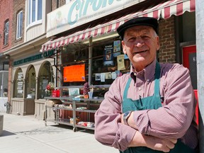 Joe Cirone in front of the store he has owned since 1962 on Queen St. E. (Michael Peake/Toronto Sun)