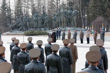 North Korean leader Kim Jong Un visits Korean People's Army pilots who have completed a tour of battle sites in the area of Mt Paektu, in this undated photo released by North Korea's Korean Central News Agency (KCNA) on April 19, 2015. REUTERS/KCNA