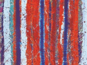 London artist Jim Telfer?s Blue and Orange Stripes is part of a new exhibition of his works, Batik Influenced Watercolours, opening Tuesday at Westland Gallery in Wortley Village.