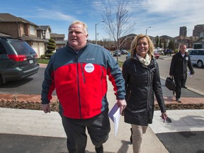 Councillor Rob Ford and Tory leadership hopeful Christine Elliot are pictured together. (ERNEST DOROSZUK, Toronto Sun)