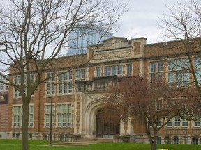 Central secondary school, at Dufferin Avenue and Waterloo Street in London, is rated the sixth-best high school in Ontario by the Fraser Institute. (Free Press file photo)