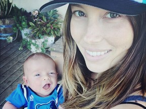 Jessica Biel with baby Silas. (Instagram)