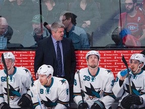 Todd McLellan behind the bench with the San Jose Sharks. (Postmedia Network files)