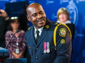 Mark Saunders is announced as the next chief of police during a press conference by the Toronto Police Services Board at Toronto Police Service headquarters Monday April 20, 2015. (Ernest Doroszuk/Toronto Sun)